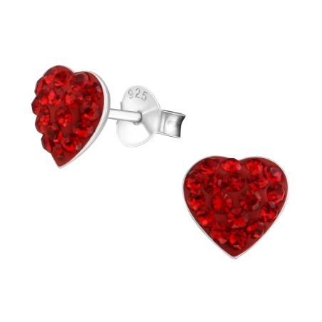 Silbernes Herz Ohrstecker mit Kristall Schmuck | All4silver