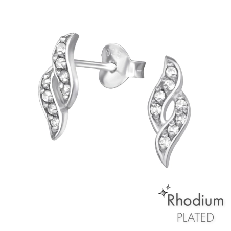 Silberne Spirale Ohrstecker mit Zirkonia Steinen Schmuck | All4silver