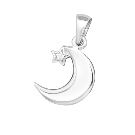 Silbermond Anhänger mit Zirkonia Steinen Schmuck | All4silver