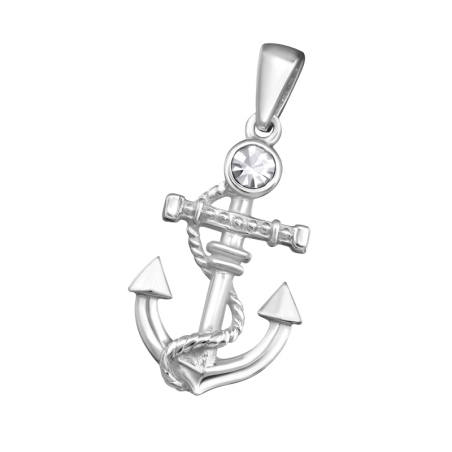 Silberner Anker Anhänger mit Zirkonia Steinen Schmuck | All4silver
