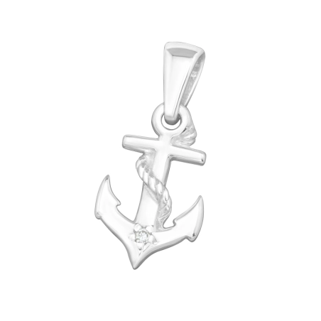Silberner Anker Anhänger mit Zirkonia Steinen Schmuck | All4silver