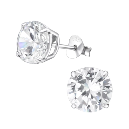 Rund 8mm Ohrstecker mit Zirkonia Steinen Schmuck | All4silver