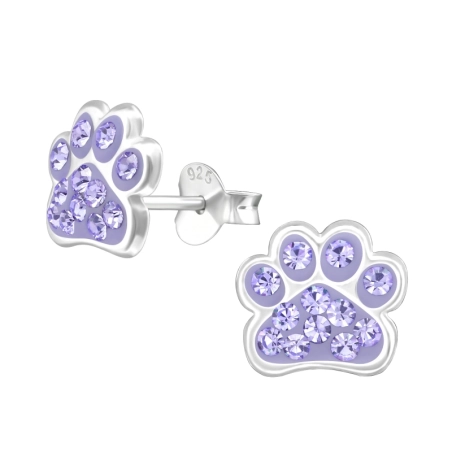 Foot Dog - Puzet-Ohrringe aus Silber 925 mit Kristall