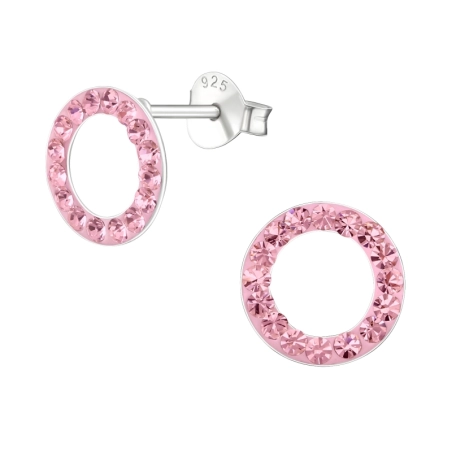 Silberner Kreis Ohrstecker mit Kristall Schmuck | All4silver