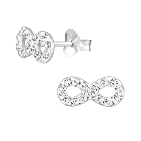 Silber unendlich - 925er Silber Ohrstecker mit Kristall