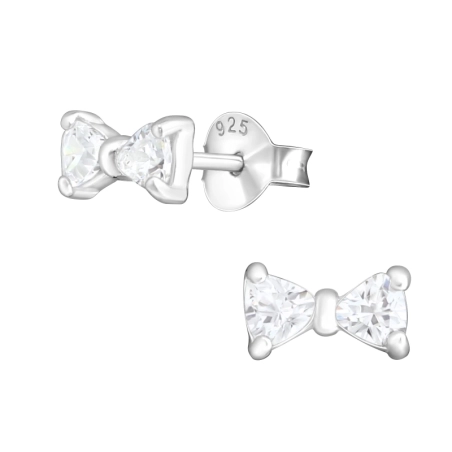 Silberner Schmetterling Ohrstecker mit Zirkonia Steinen Schmuck | All4silver