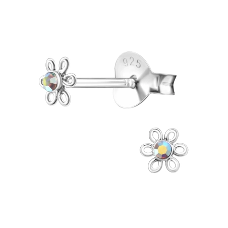 Eine Blume Ohrstecker mit Steinen Schmuck | All4silver