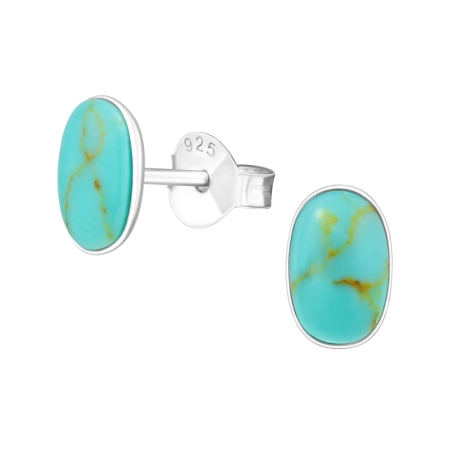 Silbernes Oval Ohrstecker mit Halbedelsteinen Schmuck | All4silver