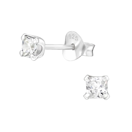 Silber quadratisch 3mm Basic Ohrstecker Schmuck | All4silver