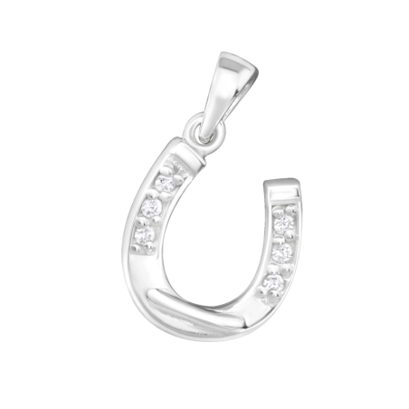 Silbernes Hufeisen Anhänger mit Zirkonia Steinen Schmuck | All4silver