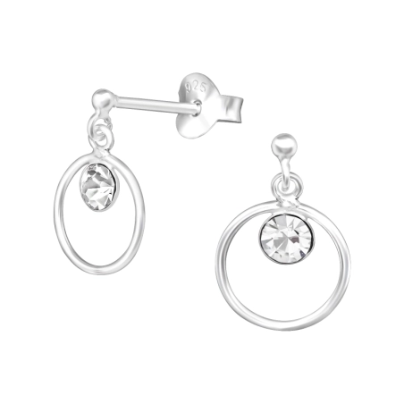 Silberner Kreis Ohrstecker mit Kristall Schmuck | All4silver