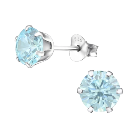 6mm runder Zirkon - Schmuck Silber 925 Basic Ohrringe