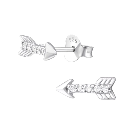 Silberner Pfeil Ohrstecker mit Zirkonia Steinen Schmuck | All4silver