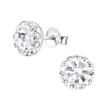 Silbernes Rad Ohrstecker mit Kristall Schmuck | All4silver