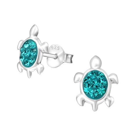 Silberne Schildkröte Ohrstecker mit Steinen Schmuck | All4silver