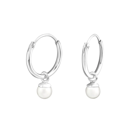 Silberne 12mm Perlen Creolen Ohrringe Schmuck | All4silver