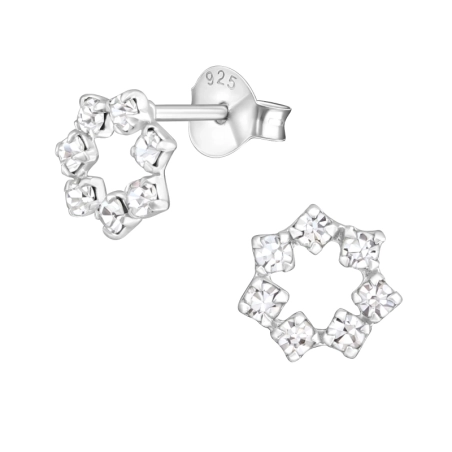 Silbernes Polygon Ohrstecker mit Kristall Schmuck | All4silver