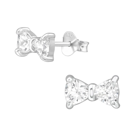 Silberner Schmetterling Ohrstecker mit Zirkonia Steinen Schmuck | All4silver