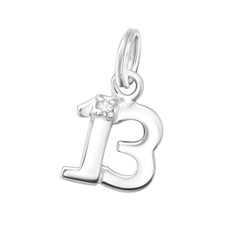 Silber Nummer dreizehn Arm Anhänger mit Schlüsselring Schmuck | All4silver