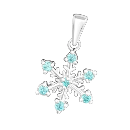 Silberne Schneeflocke Anhänger mit Zirkonia Steinen Schmuck | All4silver