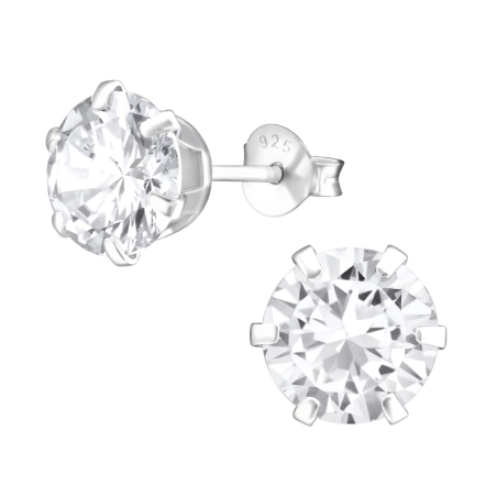 Silber rund 8mm Basic Ohrstecker Schmuck | All4silver