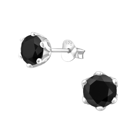 Silbernes Rad 6mm Ohrstecker mit Zirkonia Steinen Schmuck | All4silver