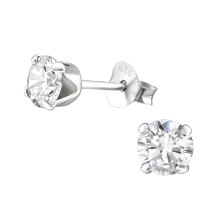 Silber rund 4mm Basic Ohrstecker Schmuck | All4silver