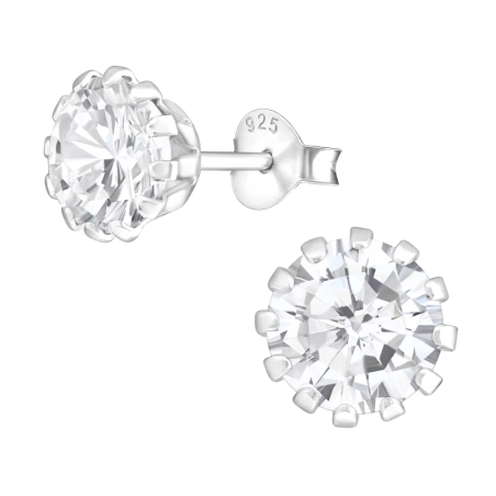 Silber rund 2mm Ohrstecker mit Zirkonia Steinen Schmuck | All4silver