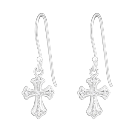 Silberkreuz Ohrringe mit Zirkonia Steinen Schmuck | All4silver