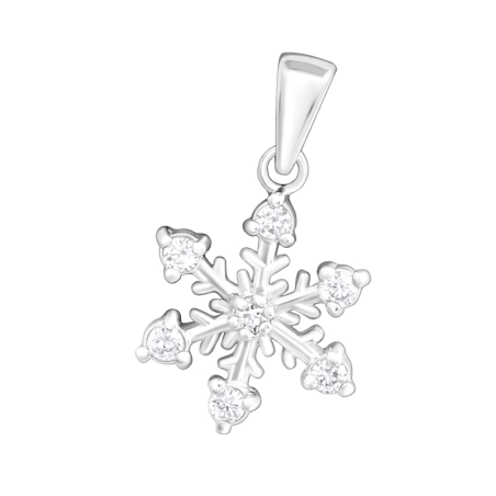 Silberne Schneeflocke Anhänger mit Zirkonia Steinen Schmuck | All4silver