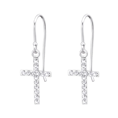 Silberkreuz Ohrringe mit Kristall Schmuck | All4silver