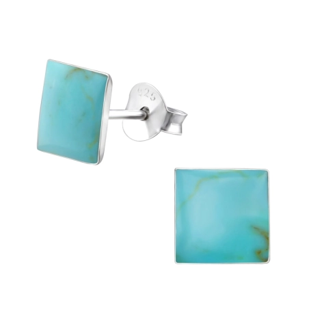 Silbernes Quadrat Ohrstecker mit Halbedelsteinen Schmuck | All4silver