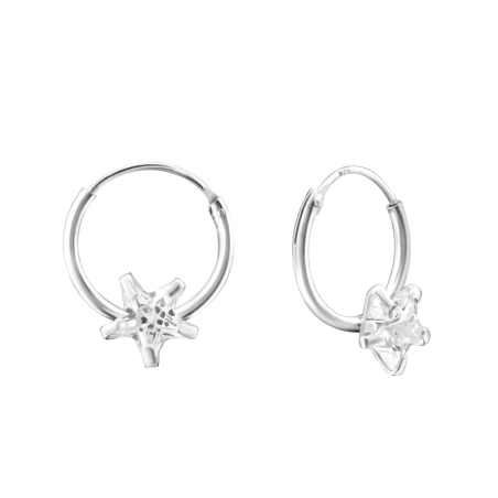 Silber 12 mm Halbkreis mit Sternen Creolen Ohrringe Schmuck | All4silver