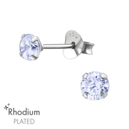 Rund 4mm Ohrstecker mit Zirkonia Steinen Schmuck | All4silver