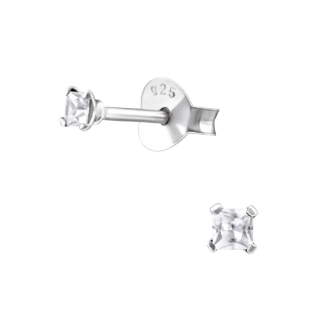 Silber quadratisch 2mm Basic Ohrstecker Schmuck | All4silver