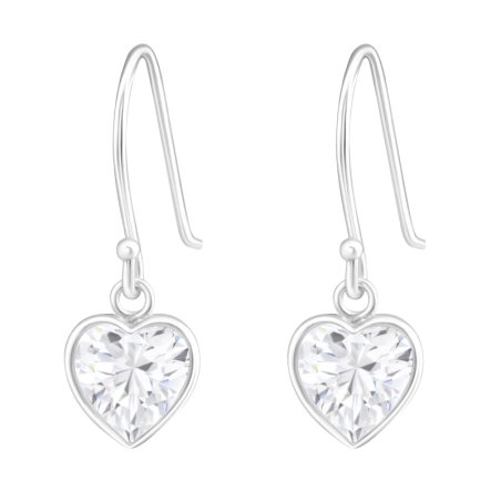 Silbernes Herz Ohrringe mit Zirkonia Steinen Schmuck | All4silver