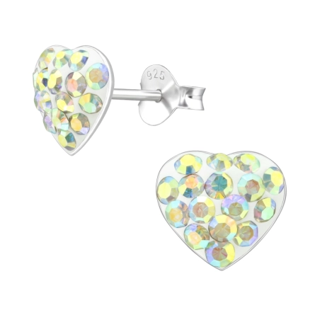 Herz Ohrstecker mit Steinen Schmuck | All4silver