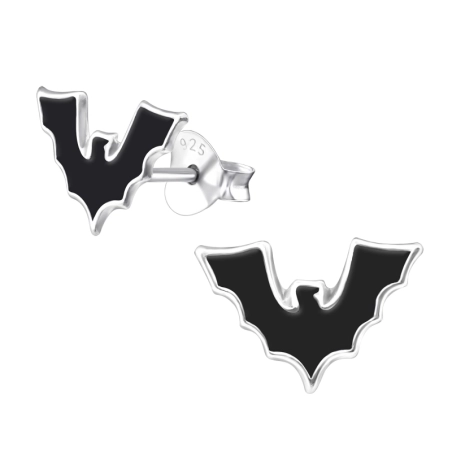 Silberne Fledermaus Ohrstecker mit Emaillefarben Schmuck | All4silver