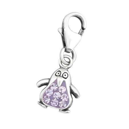 Silberner Pinguin Arm Anhänger mit Karabiner Schmuck | All4silver