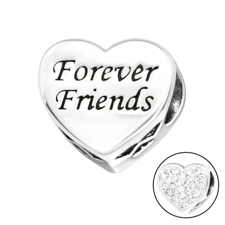 Herzfreunde für immer - Silber 925 Beads mit Zirkon/Kristall