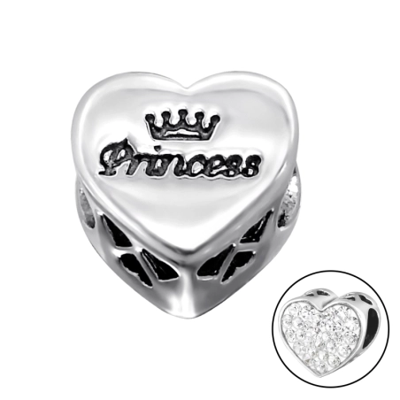 Princess Heart - 925 Sterling Silber Perlen mit Zirkon/Kristall