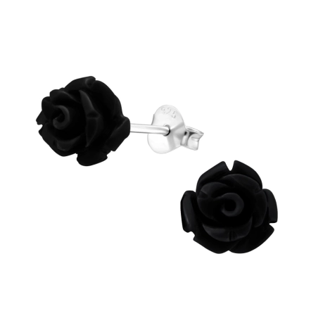 Silber Rose - Silber 925 + Farbige Ohrstecker