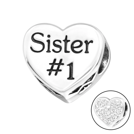 Heart Sister - Silber 925 Perlen mit Zirkon/Kristall