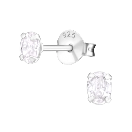 Silber Oval 3x4mm Basic Ohrstecker Schmuck | All4silver