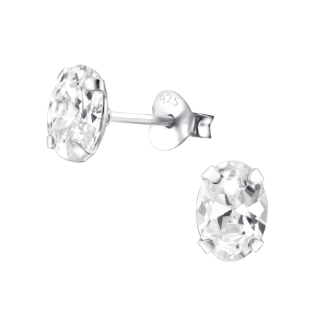 Silber Oval 5x7mm Basic Ohrstecker Schmuck | All4silver
