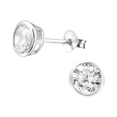 Silber rund 6mm Basic Ohrstecker Schmuck | All4silver