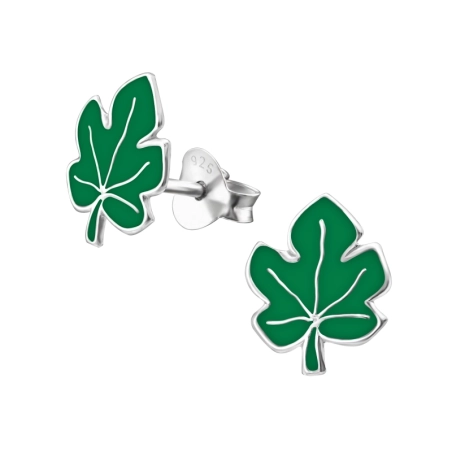 Silbernes Blatt Ohrstecker mit Emaillefarben Schmuck | All4silver
