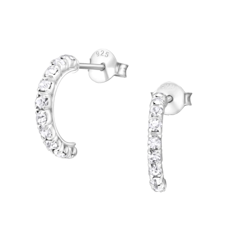 Silberne Halbreifen Ohrstecker mit Kristall Schmuck | All4silver