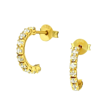 Silberne Halbreifen Ohrstecker mit Kristall Schmuck | All4silver