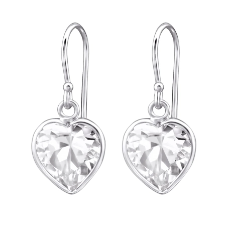 Silbernes Herz Ohrringe mit Zirkonia Steinen Schmuck | All4silver